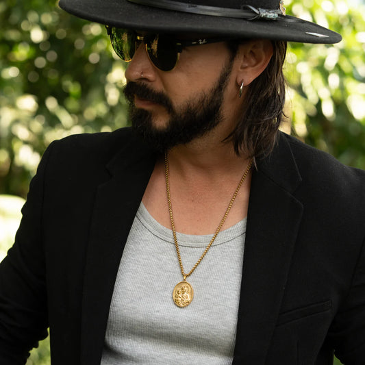 Cadena Tejido Trigo + Dije San José Hombre