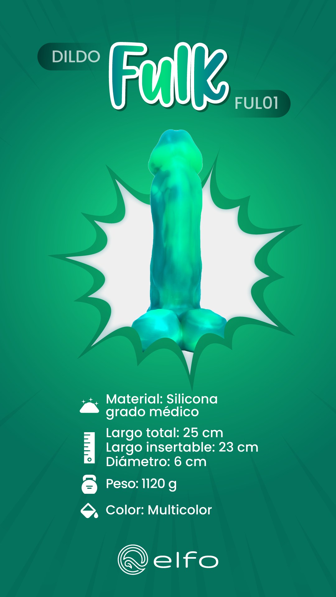 Dildo Fantasía Fulk Elfo Único Brilla en la Oscuridad