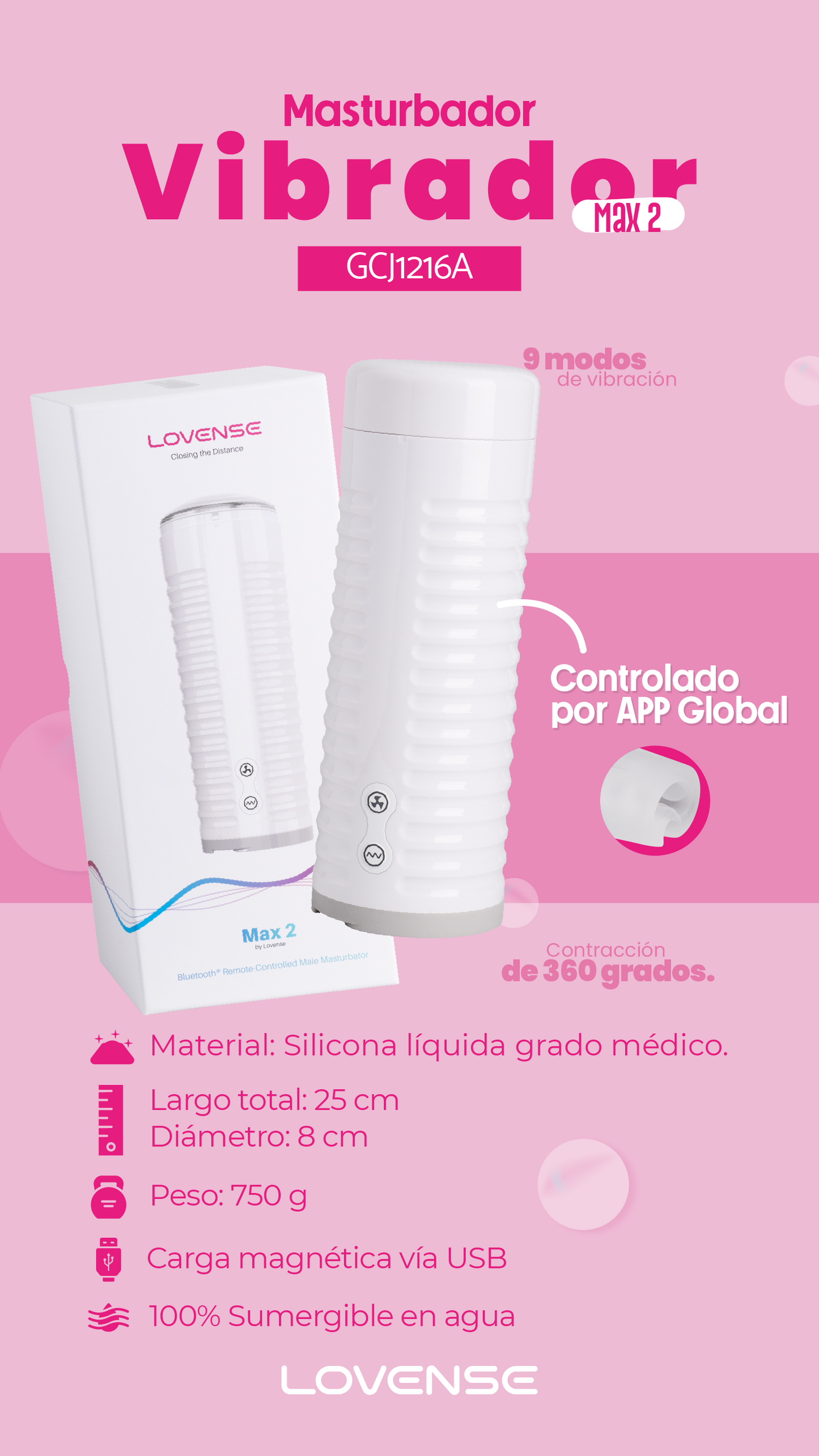 Lovense Max 2 Masturbador Masculino Interactivo con App