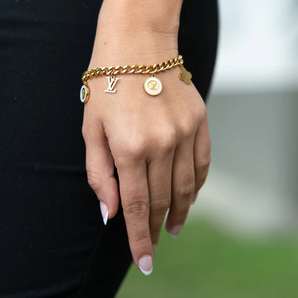 Pulsera Tejido Cubano LV Trebol Mujer