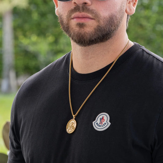 Cadena Tejido Trigo + Dije San Judas Tadeo Hombre