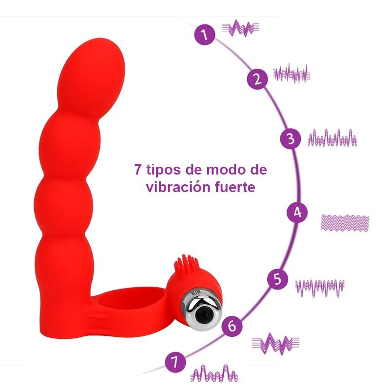 Anillo Vibrador y Consolador Dante 7 Modos Doble Estimulación