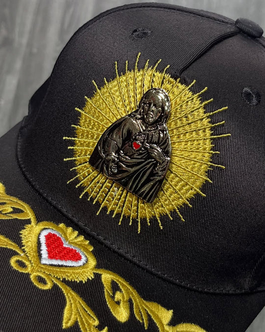 Gorra Negra Premium – Diseño Religioso Sagrado Corazón de Jesús