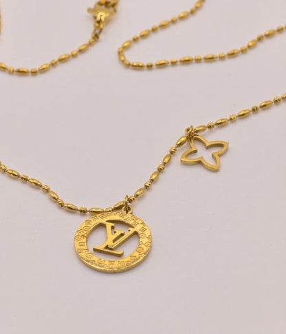 Cadena + 2 Dijes LV Trébol Mujer