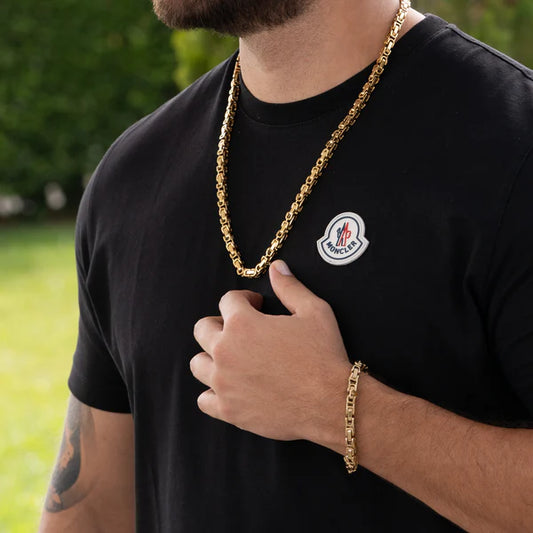 Combo Cadena + Pulsera Tejido Rustica Hombre