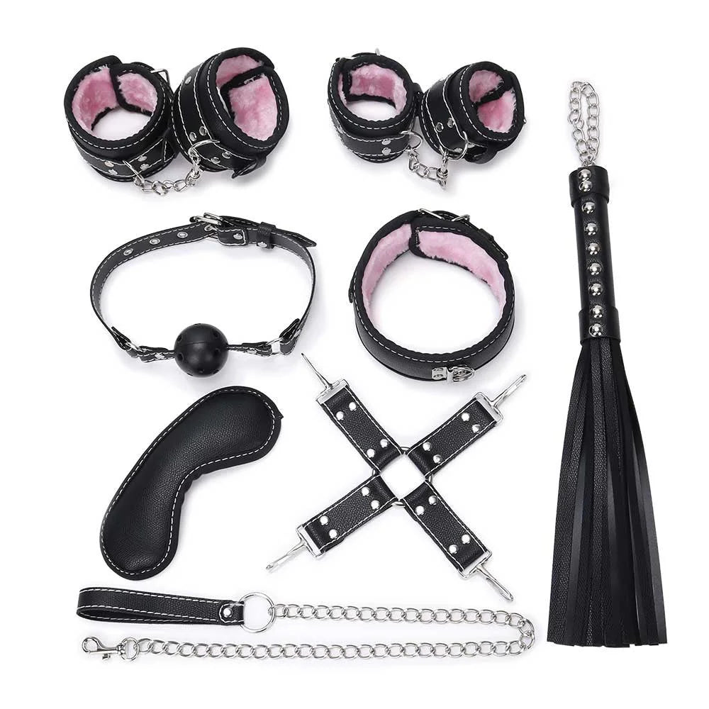 Kit Bondage Fiore BDSM con Esposas, Mordaza y Látigo