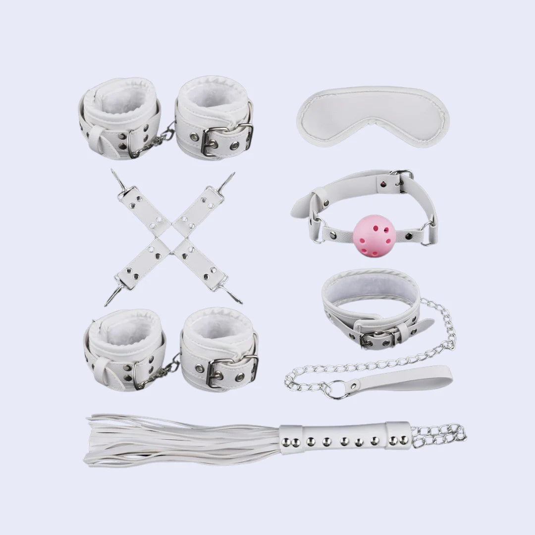 Kit Bondage Fiore BDSM con Esposas, Mordaza y Látigo