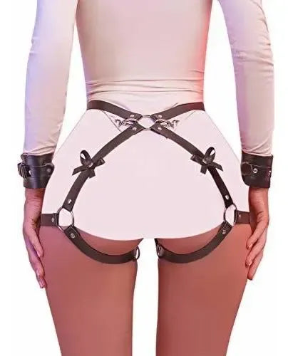 Arnés BDSM Ajustable con Esposas Negro