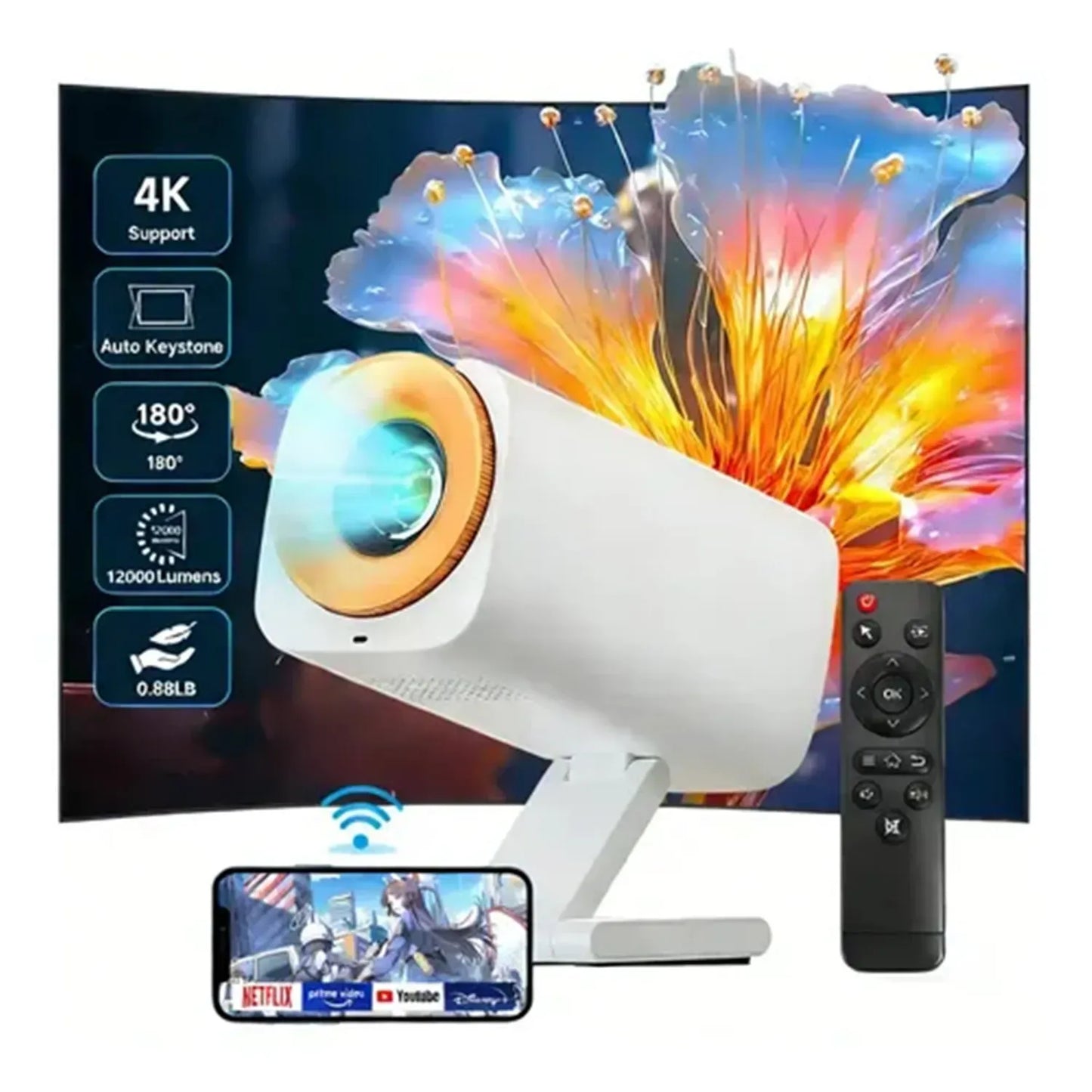 Mini Proyector S23 2000 Lúmenes WiFi Bluetooth Portátil