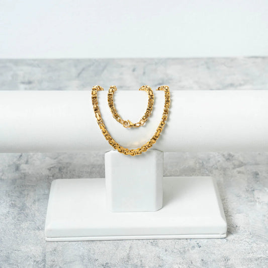 Combo Cadena + Pulsera Tejido Rustica Mujer