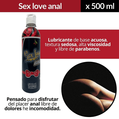 Lubricante Anal Base Agua Sex Love 500 ML Alta Lubricación y Confort