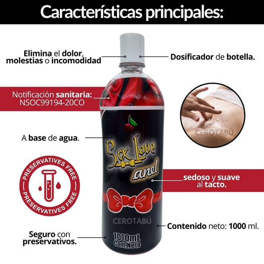 Lubricante Anal Base Agua 1000 ML Sex Love Dilatador