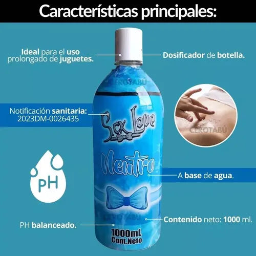 Lubricante Íntimo Neutro Base Agua Sex Love 500 ML Sin Olor ni Sabor