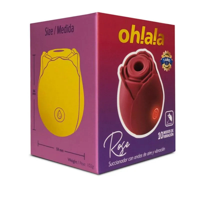 Succionador y Vibrador Ohlala Rose Rojo Recargable