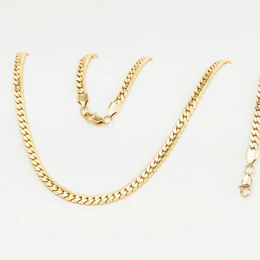 Combo Cadena + Pulsera Tejido Grabada Hombre