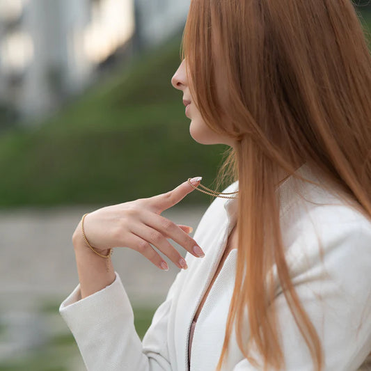 Combo Cadena + Pulsera Tejido Veneciana Mujer