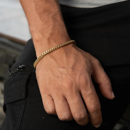 Combo Cadena + Pulsera Tejido Franco Hombre