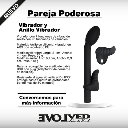 Kit Vibrador y Anillo Vibrador para Parejas Recargable