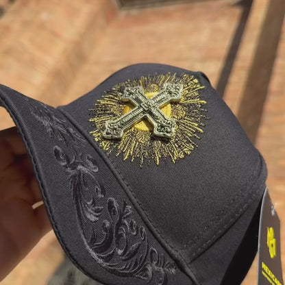 Gorra Premium Negra Bordada - Mexicaps La Santa Cruz