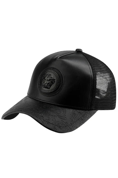 Gorra Negra Premium Cuero – Versace